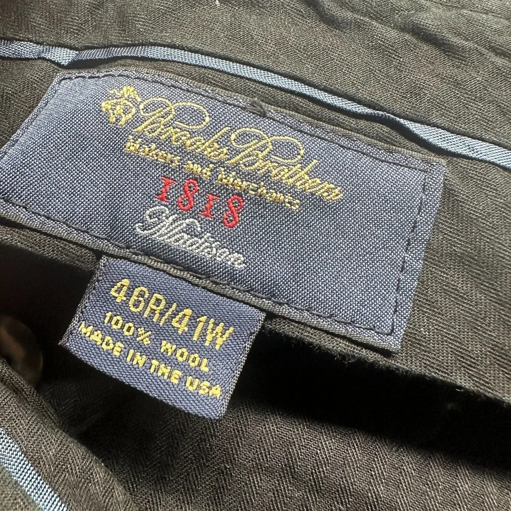 Vintage Brooks Brothers 1818 Madison Pant Mens 40x29 Black Wool Dress Preppy USA